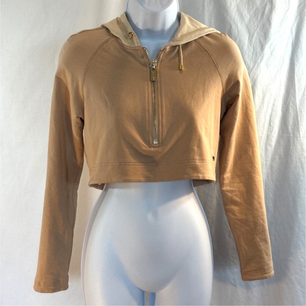 HOUSE of CB LONDON Cropped Pullover Hoodie Long Sleeve Beige XS